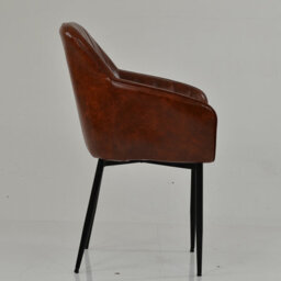Lakeland Furniture Lule Carver Vintage Brown Faux Leather Black Leg Dining Chair - thumbnail 5