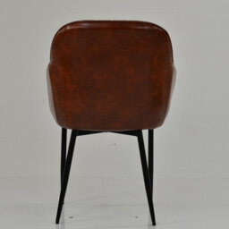 Lakeland Furniture Lule Carver Vintage Brown Faux Leather Black Leg Dining Chair - thumbnail 6