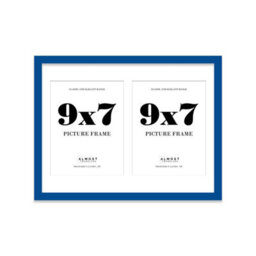 16X12 Inch 2 Opening Photo Collage Frame, Display Two 9X7 Inch Photos, Multi Aperture Family Picture Frame, Blue - thumbnail 2
