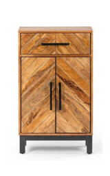 Buttercup Farm Parquet Tall Slim Sideboard - Mango Wood/iron - L30 X W54 X H90 Cm - Pp Finish - thumbnail 2