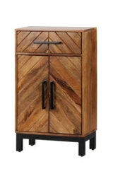 Buttercup Farm Parquet Tall Slim Sideboard - Mango Wood/iron - L30 X W54 X H90 Cm - Pp Finish