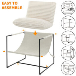 Ergonomic Occasional Chair Or Living Room Bedroom Balcony (W)79Cm (D)78Cm (H)96Cm - Beige - thumbnail 3