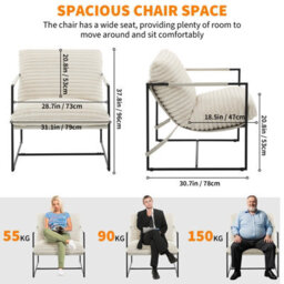 Ergonomic Occasional Chair Or Living Room Bedroom Balcony (W)79Cm (D)78Cm (H)96Cm - Beige - thumbnail 5