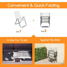 Costway 2 Pcs Patio Folding Chair 7-Level Adjustable Reclining Chair All-Weather - thumbnail 7