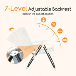 Costway 2 Pcs Patio Folding Chair 7-Level Adjustable Reclining Chair All-Weather - thumbnail 6