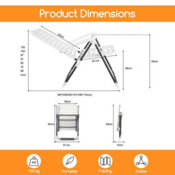 Costway 2 Pcs Patio Folding Chair 7-Level Adjustable Reclining Chair All-Weather - thumbnail 3