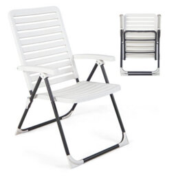 Costway 2 Pcs Patio Folding Chair 7-Level Adjustable Reclining Chair All-Weather - thumbnail 2