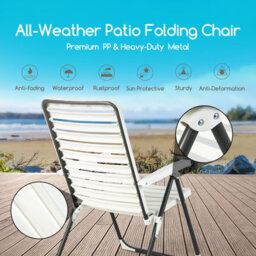 Costway 2 Pcs Patio Folding Chair 7-Level Adjustable Reclining Chair All-Weather - thumbnail 5