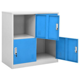 Berkfield Locker Cabinets 5 Pcs Light Grey And Blue 90X45X92.5 Cm Steel - thumbnail 6
