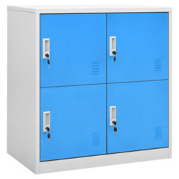 Berkfield Locker Cabinets 5 Pcs Light Grey And Blue 90X45X92.5 Cm Steel - thumbnail 2