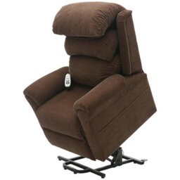 Loops Comfortable Dual Motor Rise And Recline Armchair With Waterfall Pillow In Brown Chenille Fabric - thumbnail 2