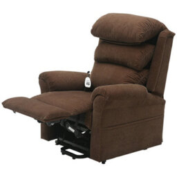 Loops Comfortable Dual Motor Rise And Recline Armchair With Waterfall Pillow In Brown Chenille Fabric - thumbnail 3
