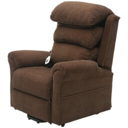 Loops Comfortable Dual Motor Rise And Recline Armchair With Waterfall Pillow In Brown Chenille Fabric - thumbnail 1