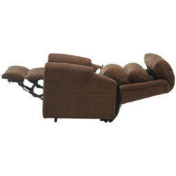 Loops Comfortable Dual Motor Rise And Recline Armchair With Waterfall Pillow In Brown Chenille Fabric - thumbnail 6