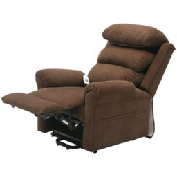Loops Comfortable Dual Motor Rise And Recline Armchair With Waterfall Pillow In Brown Chenille Fabric - thumbnail 4