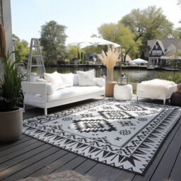 The Rugs Dynamic Reversible Indoor & Outdoor Rug Polypropylene Oriental Rug In Black - thumbnail 6