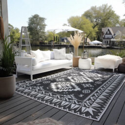 The Rugs Dynamic Reversible Indoor & Outdoor Rug Polypropylene Oriental Rug In Black - thumbnail 7