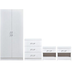 Highbury White 4 Piece Bedroom Set (Wardrobe, Chest And Bedsides) - thumbnail 2