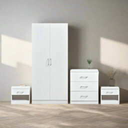 Highbury White 4 Piece Bedroom Set (Wardrobe, Chest And Bedsides) - thumbnail 1