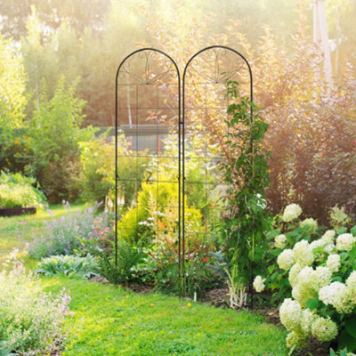 Outsunny Set Of 2 Metal Trellis For Climbing Plants, Grid Design, 50 X 180Cm - image 1