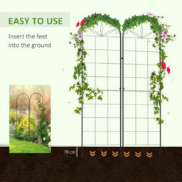 Outsunny Set Of 2 Metal Trellis For Climbing Plants, Grid Design, 50 X 180Cm - thumbnail 5