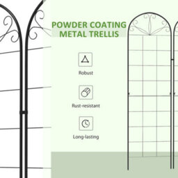 Outsunny Set Of 2 Metal Trellis For Climbing Plants, Grid Design, 50 X 180Cm - thumbnail 6