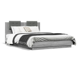 Berkfield Bed Frame With Led Without Mattress Grey Sonoma 150X200 Cm King Size - thumbnail 5