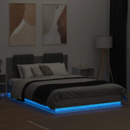 Berkfield Bed Frame With Led Without Mattress Grey Sonoma 150X200 Cm King Size - thumbnail 4