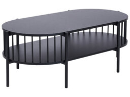 Wyld And Coco Retrohome Oval Coffee Table Black Mdf 103 X 50 Cm With Lower Shelf - thumbnail 3