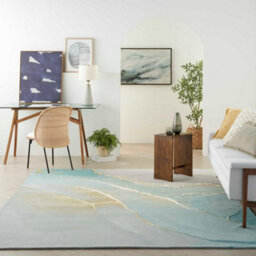 Grey Seafoam Wool Abstract Optical/ (3D) Luxurious Modern Rug Easy To Clean Living Room And Bedroom-297Cm X 419Cm - thumbnail 1