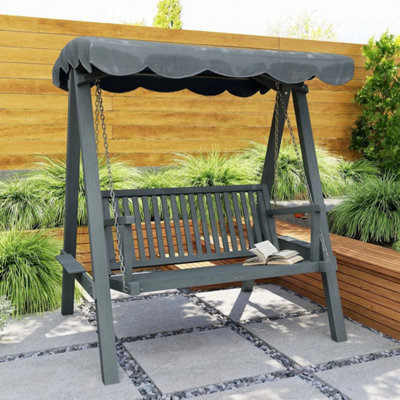 2 Seater Garden Swing Seat With Canopy, Wooden Swing Chair - image 1