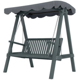 2 Seater Garden Swing Seat With Canopy, Wooden Swing Chair - thumbnail 6