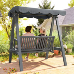 2 Seater Garden Swing Seat With Canopy, Wooden Swing Chair - thumbnail 4