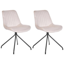 Beliani Set Of 2 Dining Chairs Navasota Velvet Beige - thumbnail 1