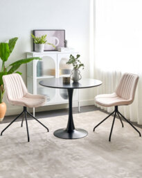 Beliani Set Of 2 Dining Chairs Navasota Velvet Beige - thumbnail 2