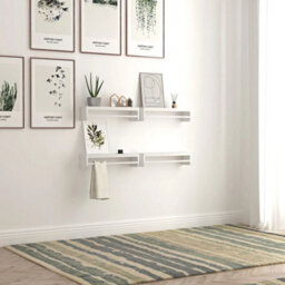 Set 4 Floating Shelves Wood Wall Mounted Shelf - thumbnail 2