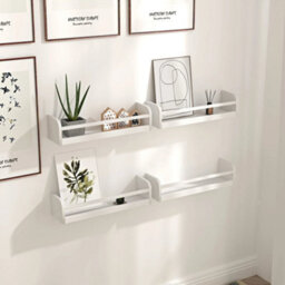 Set 4 Floating Shelves Wood Wall Mounted Shelf - thumbnail 1