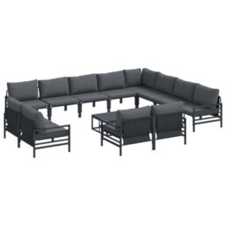 Berkfield Modern Garden Sofa Set 13 Pcs Anthracite Steel - thumbnail 1