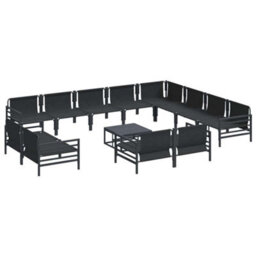 Berkfield Modern Garden Sofa Set 13 Pcs Anthracite Steel - thumbnail 7
