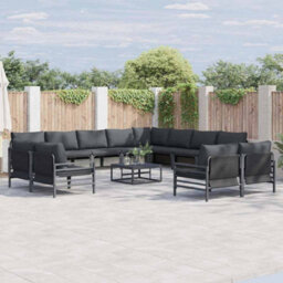 Berkfield Modern Garden Sofa Set 13 Pcs Anthracite Steel - thumbnail 2