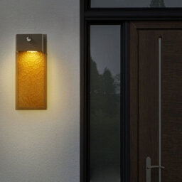 Beliani Outdoor Led Wall Light 40Cm Grey Iron Glass Retro Design Warm White With Motion Sensor - thumbnail 1