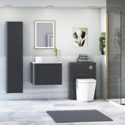 Royal Bathrooms Avenza 600mm Matt Obsidian Black Wall Hung Bathroom Countertop Vanity Unit 1 Drawer With Lyon Basin - thumbnail 4