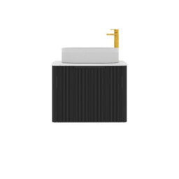 Royal Bathrooms Avenza 600mm Matt Obsidian Black Wall Hung Bathroom Countertop Vanity Unit 1 Drawer With Lyon Basin - thumbnail 6