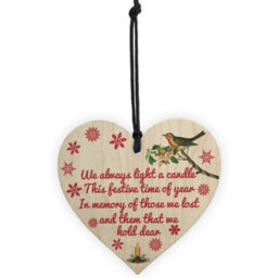 Red Ocean Light Candle Christmas Memorial Bereavement Robin Hanging Plaque Xmas Tree Decoration Sign - thumbnail 5