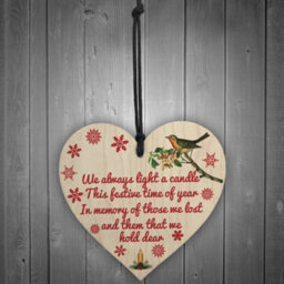 Red Ocean Light Candle Christmas Memorial Bereavement Robin Hanging Plaque Xmas Tree Decoration Sign - thumbnail 2