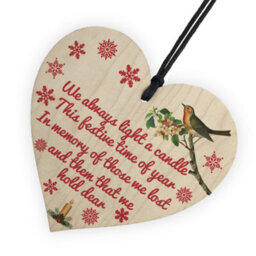 Red Ocean Light Candle Christmas Memorial Bereavement Robin Hanging Plaque Xmas Tree Decoration Sign - thumbnail 6