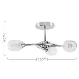 Valuelights Modern Chrome 3 Way Ceiling Light With Frosted Glass Shades - thumbnail 7