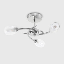 Valuelights Modern Chrome 3 Way Ceiling Light With Frosted Glass Shades - thumbnail 4