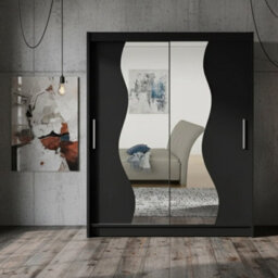 Westa S Sliding Door Wardrobe With Mirrors On The Fronts Black - thumbnail 1