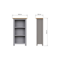 Fwstyle 3 Tier Bookcase Storage Rack Shelving Unit Ready Assembled Dove Grey & Oak (H) 82 (W) 45 (D) 23Cm - thumbnail 8